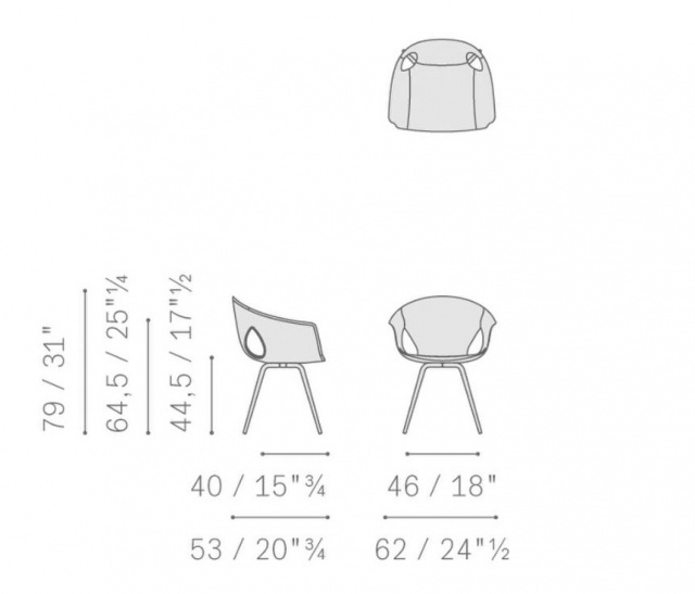 Итальянский стул Ginger Ale Small armchair with metal legs